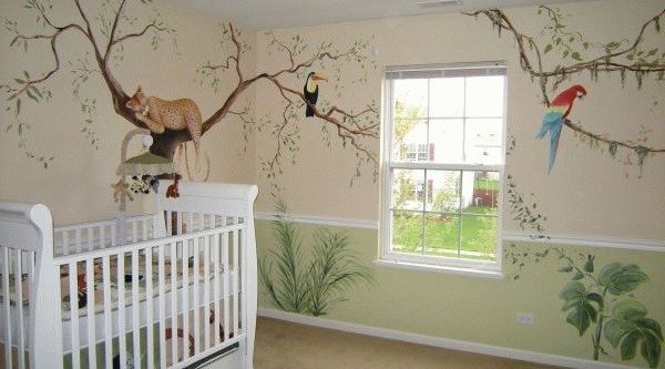 Рисунки на стене в детской: дизайн и оформление комнаты ребенка (фото)