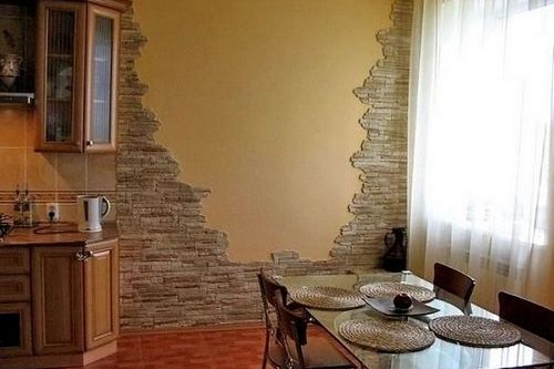 Искусственный камень в интерьере кухни: дизайн и интерьер